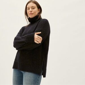 Everlane Heathered Black Women's The Cloud Turtleneck Sweater, size L Oversized